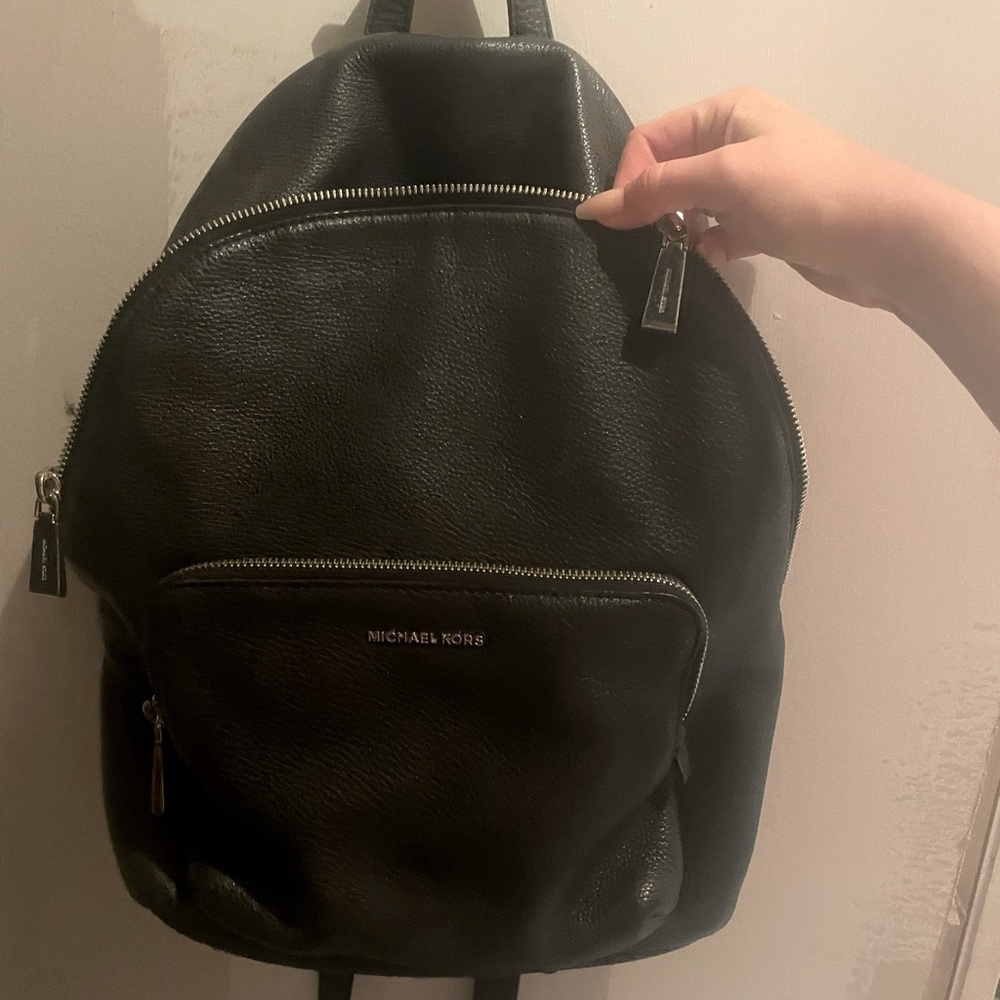 Black Leather Michael Kors Backpack